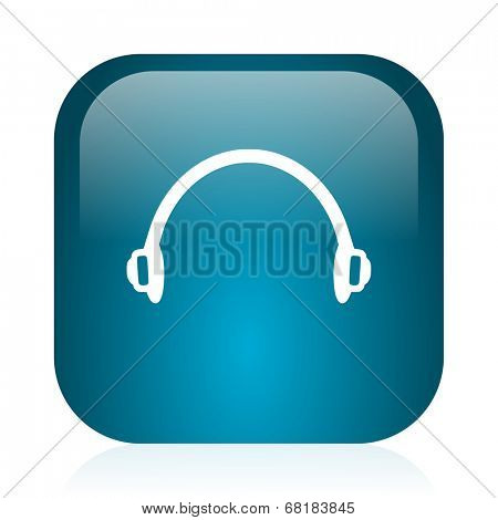headphones blue glossy internet icon