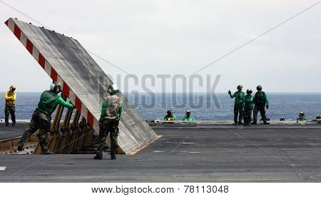Jet Blast Deflector On A Carrier