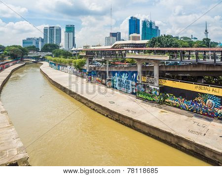 Urban Graffiti Along Klang River,malaysia