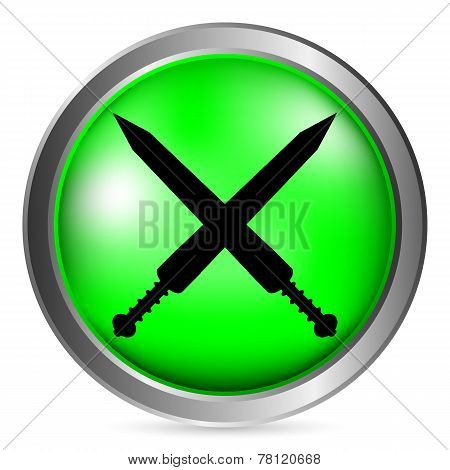 Crossed Gladius Swords Button