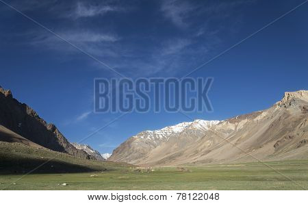 Valley And Snowy Mountains