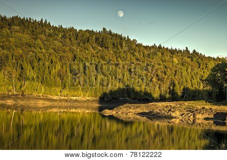 Moonrise over bay