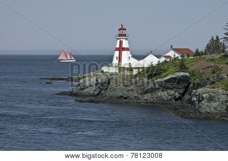 Sailboat and East Quoddy Head Lighthouse