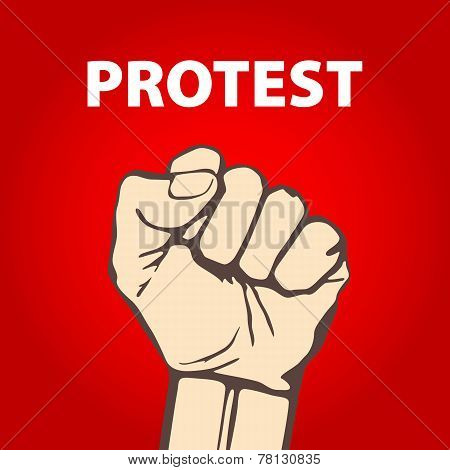 clenched fist held in protest vector illustration. freedom