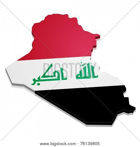 detailed illustration of a map of Iraq with flag, eps10 vector
