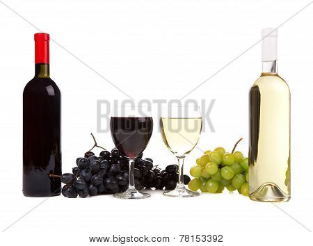 wine cheese and grapes.