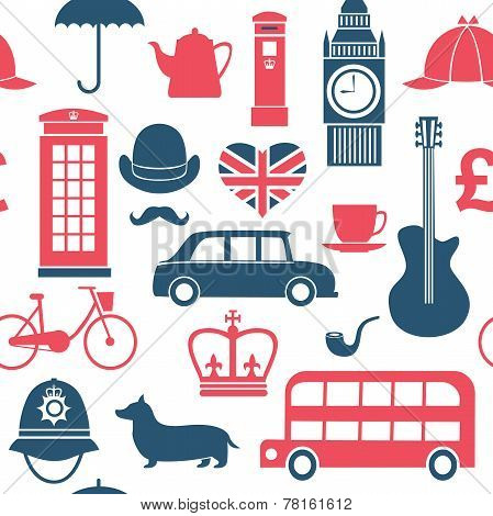 British Symbols Seamless Pattern