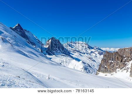 Mountain landscape in Tignes, France.