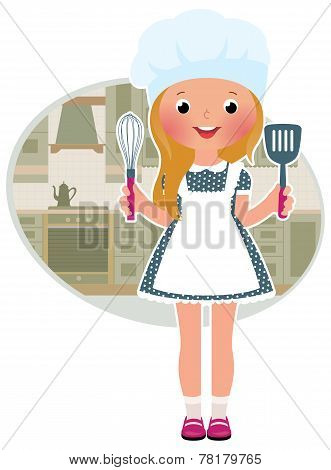 Girl Cook In The Kitchen