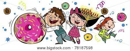 Happy Hanukkah Greeting Card. Vector Illustration