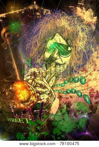 Musician: Trumpet Player (mixed Media Art)
