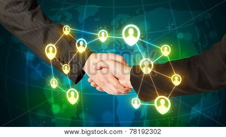 Business handshake, social netwok concept