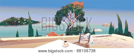 On The Terrace Near The Sea