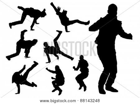 Danser men in rap style on white background