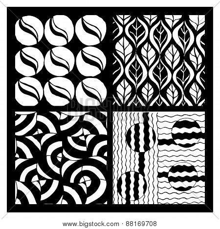 Set Of Four Hand Drawing Zentangle Patterns