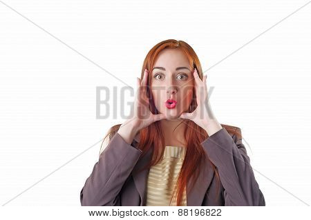 Amazed Redhead Business Woman