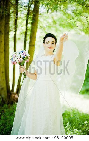 Gorgeus Brunette Bride Outdoors