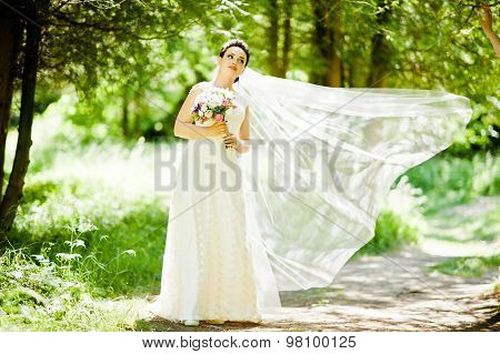 Gorgeus Brunette Bride Outdoors