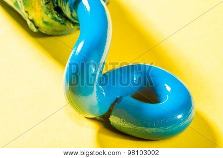 Blue Paint On Yellow Background