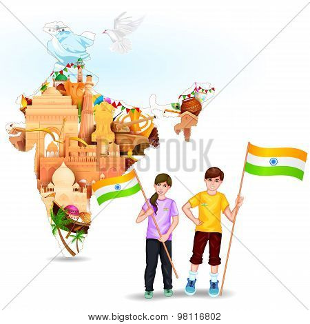 People with Indian flag