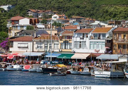 View Of Princes Islands Of Burgaz Adasi Hillside With Luxury Residential Housing On Coast, Turkey