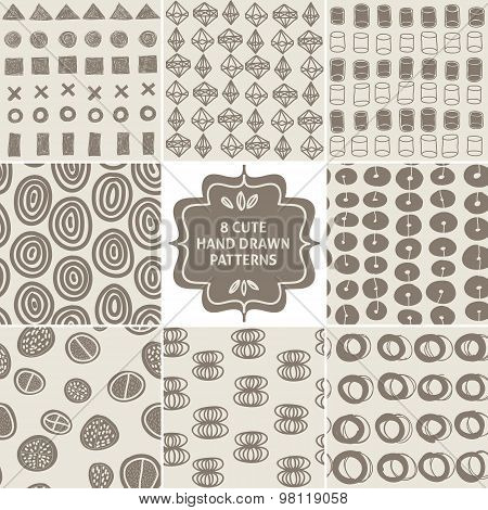 Vector seamless simple pattern set.
