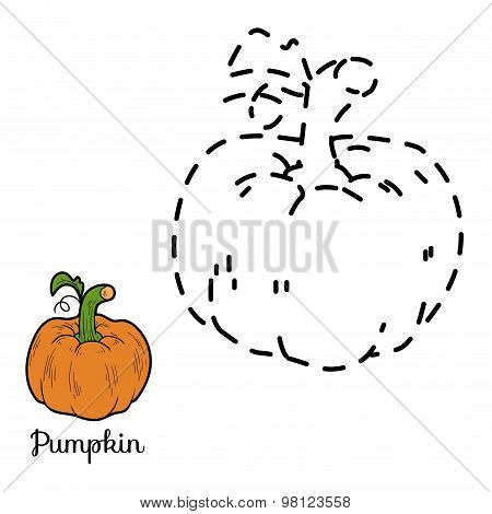 Connect The Dots Game: Fruits And Vegetables (pumpkin)