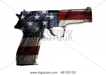 Handgun and American flag composite