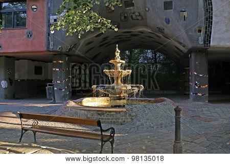 Fountain In Front Of The Hundertwasserhaus, Vienna
