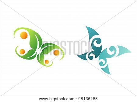 abstract butterfly logo, nature beauty spa symbol icon vector design.