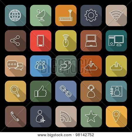 Network Line Flat Icons With Long Shadow