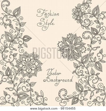 vector Henna mehndi floral pattern