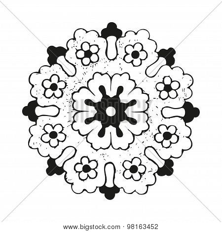 Vector round oriental flower vintage circle lacy on white background