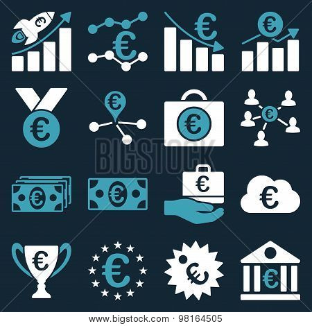 Euro Banking Business And Service Tools Flat Icon Set