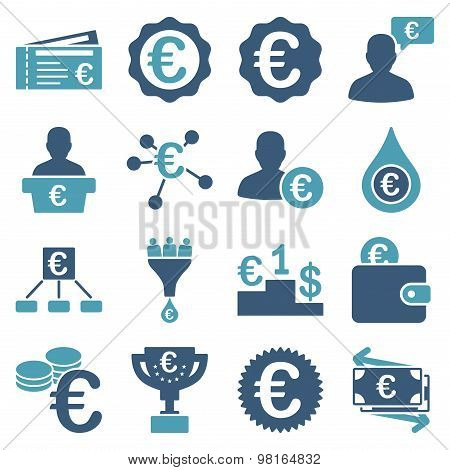 Euro banking business and service tools icons