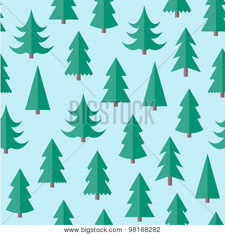 Flat Seamless Pattern With Cristmas Trees
