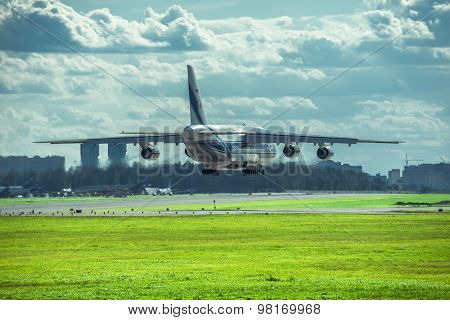Landing Of The Big Cargo Airliner.