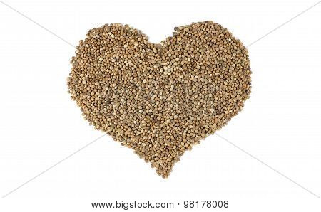 Hemp Seeds In A Heart Shape
