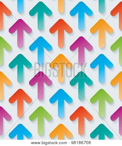 Colorful arrow wallpaper. Seamless background with 3D effect. Vector EPS10.