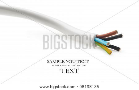 closeup of a electric cable on a white background