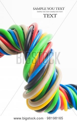 closeup of a electric cable on a white background