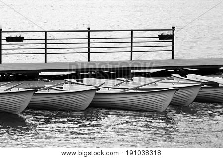 Pleasure Boats At The Pier To The Boat Station