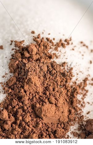 Crustal Sugar With Cocoa Powder With Spoon In The Bowl