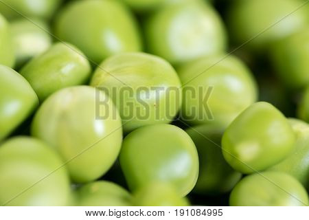 Closeup Macro Pile Of Fresh Green Peas Ready For Cleaning