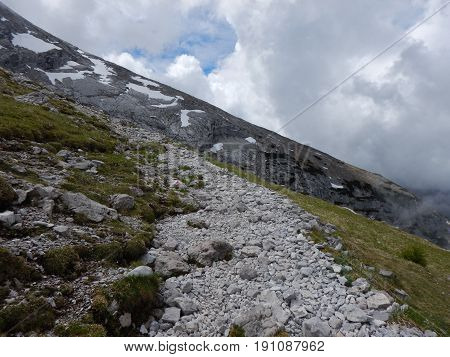 Climbing Mountain Ridge Watzmann In Germany