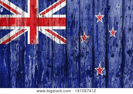 Flag of New Zeland painted on wooden frame