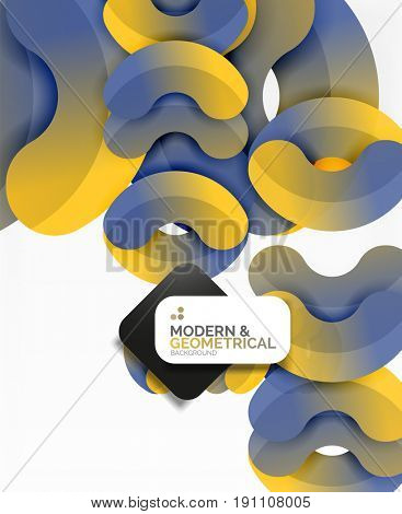Abstract color geometric round shapes on white - elements with shadow, colorful composition
