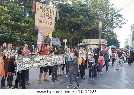 Protest Of Workers In Sao Paulo.