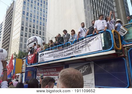 Protest Of Workers In Sao Paulo.