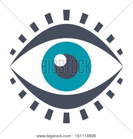 Ophthalmology concept with eye, vector icon in flat style